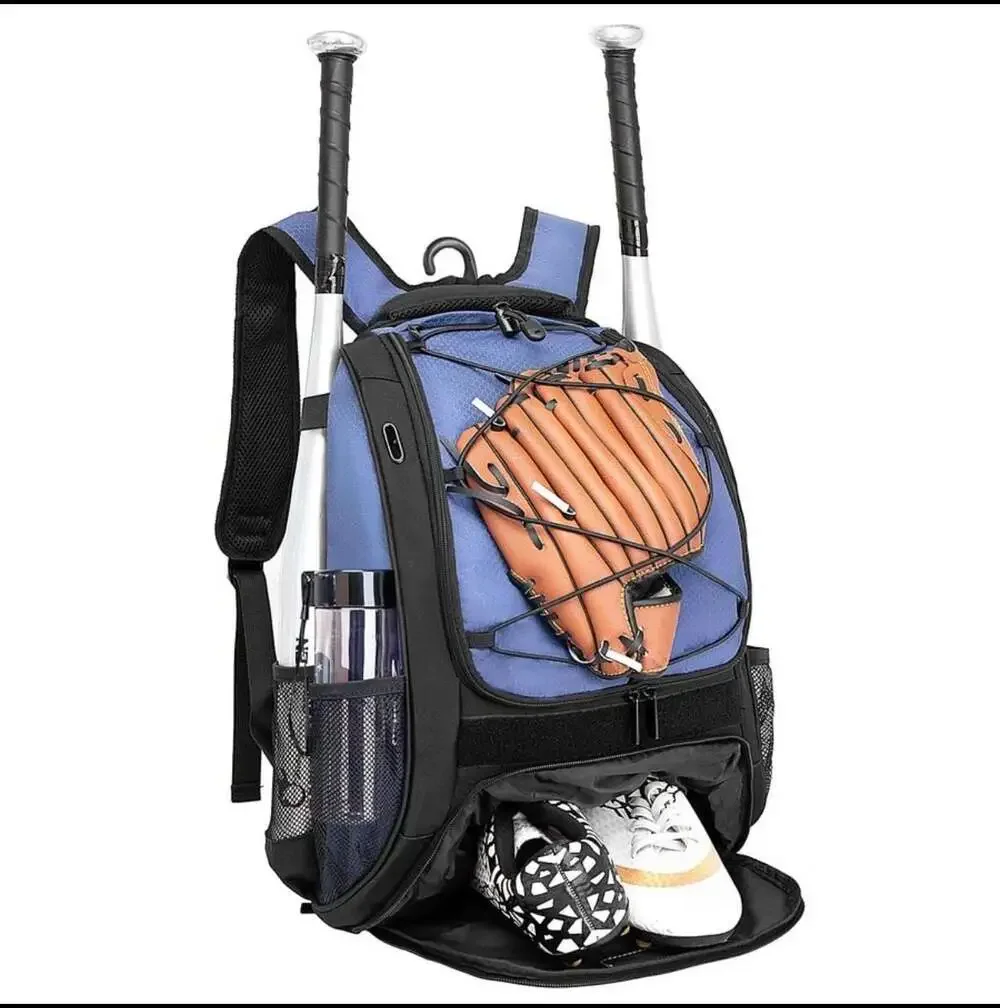 Purple Softball/Baseball Backpack Bag with Bat Holder and Shoe Compartment